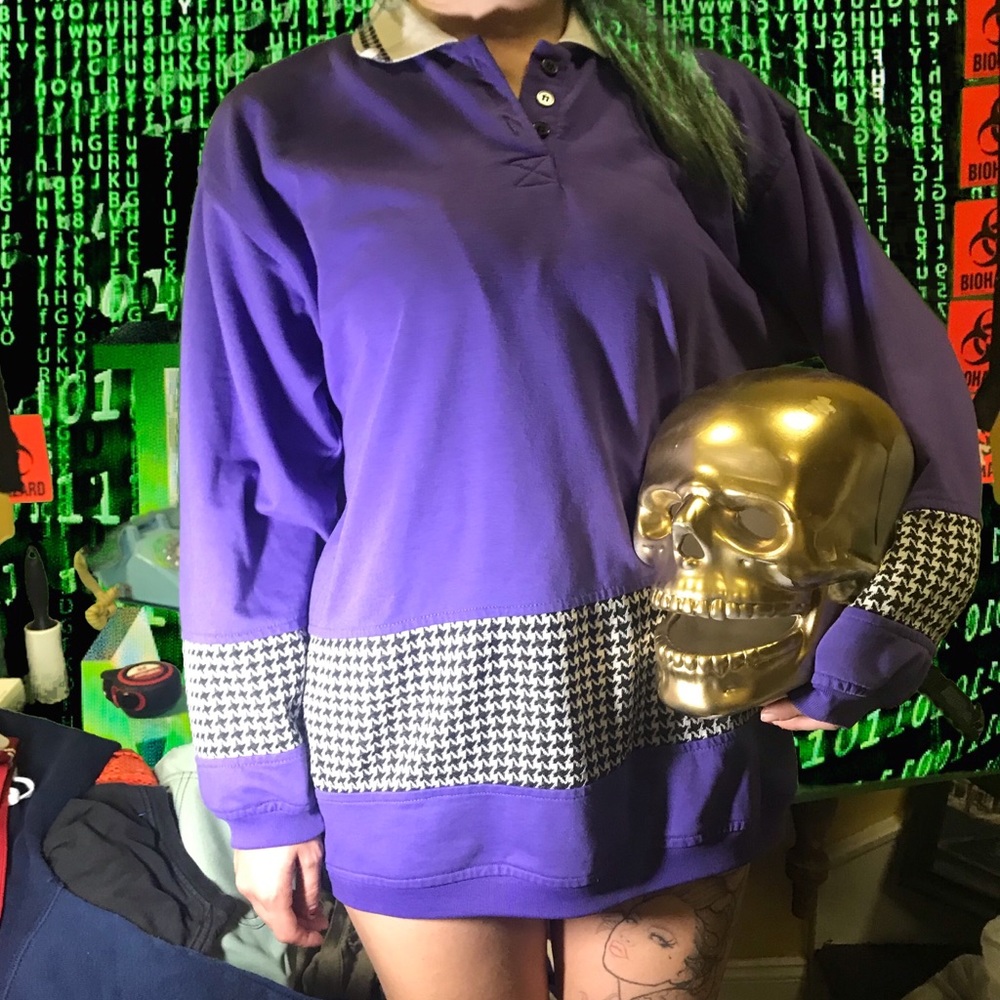 Vintage Vapor Wave Longsleeve Purple Polo